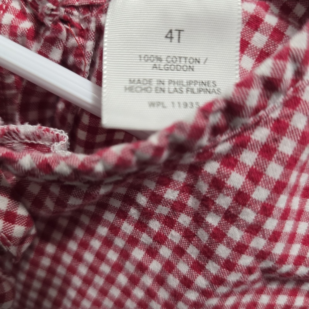 Vintage Y2K Arizona Plaid Dress Kids 4T Floral Red - Picture 8 of 8